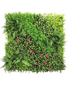 E&K 9Pcs 40" x 40" Artificial 3D Plant Wall Panels, Faux Grass Wall Backdrop Decor, UV-Anti Greenery Boxwood Hedge Privacy Screen for Outdoor Indoor Wedding Garden Backyard (Style 09)