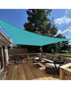 E&K Sunrise 16" x 16" Sun Shade Sail Rectangle Canopy Shade Cover UV Block for Patio Backyard Garden Outdoor (Turquoise)