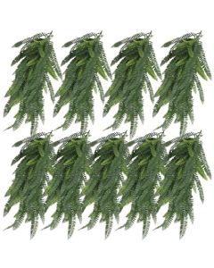 E&K 9 PCS Artificial Hanging Plants Faux Vines Leaf Decoration for Home Garden Office Indoor Outdoor Wedding Party (Dark Green)