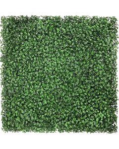 E&K 9Pcs 20" x 20" Artificial Grass Wall Panels, Faux Boxwood Greenery Backdrop Decor, UV Protected Privacy Hedge Screen for Indoor Outdoor (Boxwood - Dark Green)