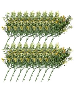 E&K 16 PCS Artificial Plants Faux Bushes Plant Decoration for Home Garden Wedding Party Indoor Outdoor (Green Orange)