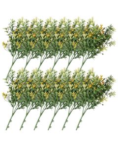 E&K 12 PCS Artificial Plants Faux Bushes Plant Decoration for Home Garden Wedding Party Indoor Outdoor (Green Orange)