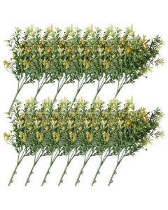 E&K 13 PCS Artificial Plants Faux Bushes Plant Decoration for Home Garden Wedding Party Indoor Outdoor (Green Orange)