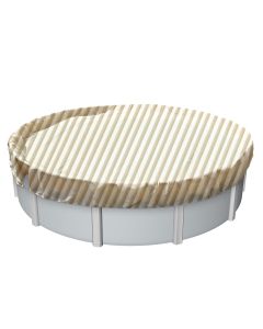 E&K 20' Round Pool Cover for 16' Above Ground Pools Winter Aboveground Round Swimming Pool Cover Safety Protection Tarp Heavy Duty, Beige White Stripe