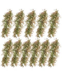 E&K 11 PCs Artificial Hanging Plants Faux Vines Leaf Decoration for Home Garden Office Indoor Outdoor Wedding Party (Green Red)