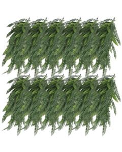 E&K 12 PCS Artificial Hanging Plants Faux Vines Leaf Decoration for Home Garden Office Indoor Outdoor Wedding Party (Dark Green)