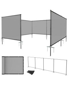 E&K 6'x99' Outdoor Privacy Screen Fence Panel Freestanding Backyard Patio Privacy Pool Fencing Temporary Garden Dog Fence with Iron Poles and Rails (Gray)