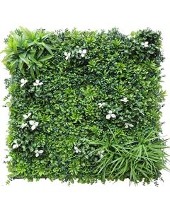 E&K 15Pcs 40" x 40" Artificial 3D Plant Wall Panels, Faux Grass Wall Backdrop Decor, UV-Anti Greenery Boxwood Hedge Privacy Screen for Outdoor Indoor Wedding Garden Backyard (Style 02)