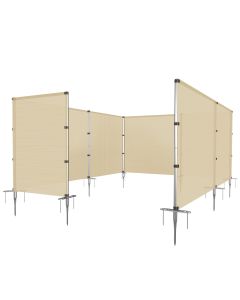 E&K Outdoor Privacy Screen Fence Freestanding Backyard Patio Privacy Pool Fencing Garden Dog Fence Removable with Stainless Steel Poles Ground Spikes Beige 4'x99'