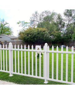 E&K 9 Sets 36"H x 84"W Vinyl White Picket Fence Panels Decorative Fencing for Front Porch Yard Garden Pool (34 Pickets, Straight)