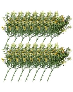 E&K 14 PCS Artificial Plants Faux Bushes Plant Decoration for Home Garden Wedding Party Indoor Outdoor (Green Orange)