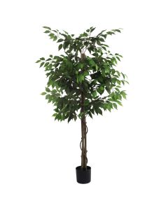 E&K 6FT Artificial Ficus Tree with Plastic Nursery Pot, Silk Faux Ficus Tree Artificial Plant for Home Office Garden Indoor Outdoor Decor (1 Pack)