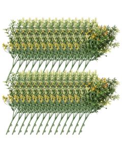 E&K 25 PCS Artificial Plants Faux Bushes Plant Decoration for Home Garden Wedding Party Indoor Outdoor (Green Orange)