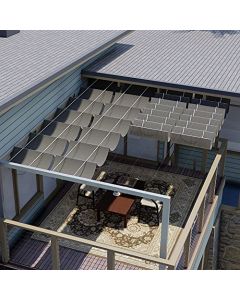 E&K Sunrise 7"Wx16"L Pergola Shade Cover Retractable Canopy Outdoor Wave Sun Shade for Patio Garden Backyard Deck Trellis (Brown)