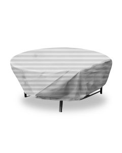 EK Patio Furniture Cover for Round Table, 18' Heavy-Duty Outdoor Table Cover with Wire Rope Hem, UV-Resistant Patio Table Protector for Garden, Deck, Backyard (Gray and White)