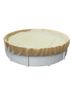 E&K 28' Pool Cover Round Winter Swimming Pool Safety Cover for Above Ground Pools (Beige)