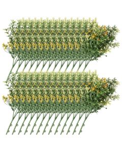 E&K 26 PCS Artificial Plants Faux Bushes Plant Decoration for Home Garden Wedding Party Indoor Outdoor (Green Orange)