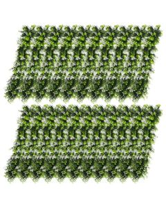 E&K 21 PCs Artificial Hanging Plants Faux Vines Leaf Decoration for Home Garden Office Indoor Outdoor Wedding Party (Green White)