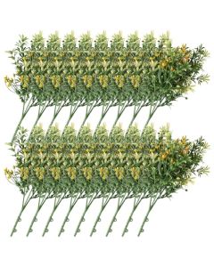 E&K 18 PCS Artificial Plants Faux Bushes Plant Decoration for Home Garden Wedding Party Indoor Outdoor (Green Orange)