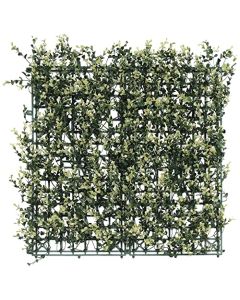 E&K 9Pcs 20" x 20" Artificial Grass Wall Panels, Faux Boxwood Greenery Backdrop Decor, UV Protected Privacy Hedge Screen for Indoor Outdoor (Buxus - Beige)