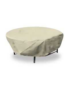 EK Patio Furniture Cover for Round Table, 24' Heavy-Duty Outdoor Table Cover with Wire Rope Hem, UV-Resistant Patio Table Protector for Garden, Deck, Backyard (Beige)