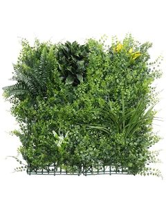 E&K 9Pcs 20" x 20" Artificial 3D Plant Wall Panels, Faux Grass Wall Backdrop Decor, UV-Anti Greenery Boxwood Hedge Privacy Screen for Outdoor Indoor Wedding Garden Backyard (Style 04)