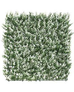 E&K 9Pcs 20" x 20" Artificial Grass Wall Panels, Faux Boxwood Greenery Backdrop Decor, UV Protected Privacy Hedge Screen for Indoor Outdoor (Buxus - White 02)