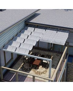 E&K Sunrise 7"Wx16"L Pergola Shade Cover Retractable Canopy Outdoor Wave Sun Shade for Patio Garden Backyard Deck Trellis (Light Gray)