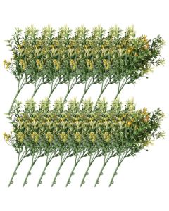 E&K 15 PCS Artificial Plants Faux Bushes Plant Decoration for Home Garden Wedding Party Indoor Outdoor (Green Orange)