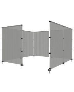 E&K Outdoor Privacy Screen Fence for Pool Dog Fencing Freestanding with Stainless Steel Poles on Concrete Deck Back Yard Fence Grey 4'x99'
