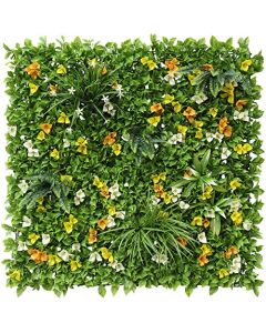 E&K 9Pcs 40" x 40" Artificial 3D Plant Wall Panels, Faux Grass Wall Backdrop Decor, UV-Anti Greenery Boxwood Hedge Privacy Screen for Outdoor Indoor Wedding Garden Backyard (Style 06)