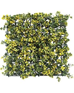 E&K 24Pcs 20" x 20" Artificial Grass Wall Panels, Faux Boxwood Greenery Backdrop Decor, UV Protected Privacy Hedge Screen for Indoor Outdoor (Reineckea Carnea - Yellow)