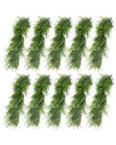 E&K 10 PCS Artificial Hanging Plants Faux Vines Leaf Decoration for Home Garden Office Indoor Outdoor Wedding Party (Green)