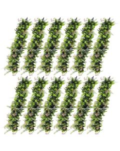 E&K 12 PCS Artificial Hanging Plants Faux Vines Leaf Decoration for Home Garden Office Indoor Outdoor Wedding Party (Green Pink)