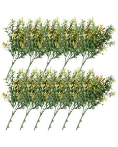 E&K 11 PCS Artificial Plants Faux Bushes Plant Decoration for Home Garden Wedding Party Indoor Outdoor (Green Orange)