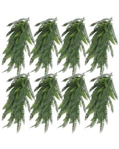 E&K 8 PCS Artificial Hanging Plants Faux Vines Leaf Decoration for Home Garden Office Indoor Outdoor Wedding Party (Dark Green)