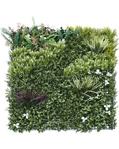 E&K 15Pcs 40" x 40" Artificial 3D Plant Wall Panels, Faux Grass Wall Backdrop Decor, UV-Anti Greenery Boxwood Hedge Privacy Screen for Outdoor Indoor Wedding Garden Backyard (Style 04)
