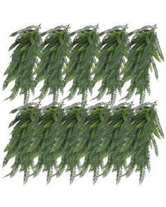 E&K 11 PCs Artificial Hanging Plants Faux Vines Leaf Decoration for Home Garden Office Indoor Outdoor Wedding Party (Dark Green)