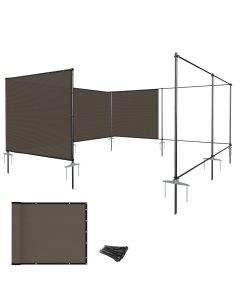 E&K Privacy Screen Fence 6'x24' Outdoor Iron Pole Privacy Fence Cover for Garden Backyard Patio Pool A/C Unit (Brown)