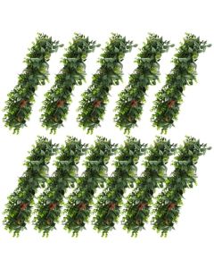 E&K 11 PCs Artificial Hanging Plants Faux Vines Leaf Decoration for Home Garden Office Indoor Outdoor Wedding Party (Dark Green Red)