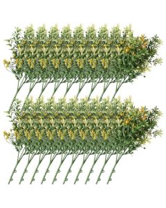 E&K 19 PCS Artificial Plants Faux Bushes Plant Decoration for Home Garden Wedding Party Indoor Outdoor (Green Orange)