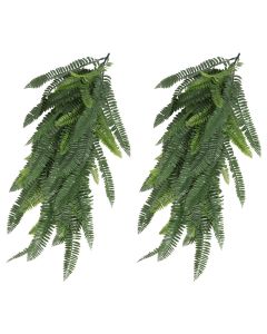 E&K 2 PCS Artificial Hanging Plants Faux Vines Leaf Decoration for Home Garden Office Indoor Outdoor Wedding Party (Dark Green)