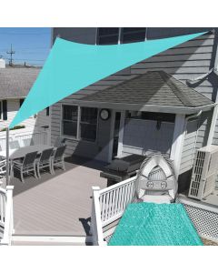 E&K Sunrise 48' x 48' x 48' Sun Shade Sail Triangle Canopy Shade Cover with A Ring Steel Cable Wire UV Block for Pergola Patio Backyard Garden Deck Outdoor (Turquoise)
