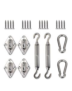 E&K Sunrise Sun Shade Sail Hardware Kit for Square and Rectangle Sun Shade Sail Installation with 8 inches Turnbuckles, Stainless Steel, Set of 1
