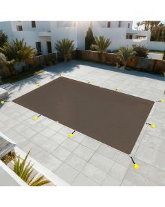 E&K 24'x50' Pool Cover for Inground Pools, Rectangle Winter Pool Cover for Backyard Yard Swimming Pool with Hardware Kit, Brown