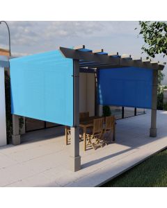 E&K Sunrise 10'Wx40'L Pergola Shade Cover With Weighted Rods & Grommets, Outdoor Sun Shade Cloth Canopy Replacement Cover UV Block for Patio Porch Deck Backyard (Blue)