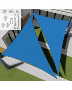 E&K Sunrise 24' x 24' x 24' Sun Shade Sail Triangle Canopy Shade Cover with Hardware Kit UV Block for Outdoor Pergola Patio Backyard Garden Deck (Blue)