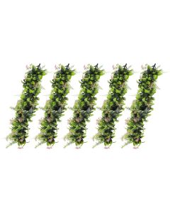 E&K 5 PCS Artificial Hanging Plants Faux Vines Leaf Decoration for Home Garden Office Indoor Outdoor Wedding Party (Green Pink)