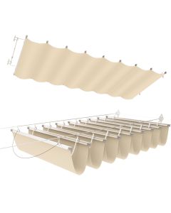 E&K Sunrise 4'Wx16'L Pergola Shade Cover Retractable Canopy Outdoor Wave Sun Shade for Patio Garden Backyard Deck Trellis (Beige)