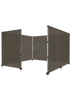 E&K Outdoor Privacy Screen Fence for Pool Dog Fencing Freestanding with Stainless Steel Poles on Concrete Deck Back Yard Fence Hollow Brown 4'x104'